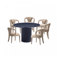 Hathaway and Palmer Modern Industry Chic 7-Piece Dining Set in Ivory and Black Dining Room Set 