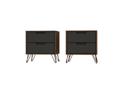 Rockefeller Mid-Century Modern 20" Nightstand in Gray (2-Drawer) - Set of 2 | Table de nuit Rockefeller Mid-Century Modern 20" en gris (2 tiroirs) - Lot de 2
