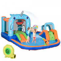 Outsunny 5-in-1 Inflatable Water Slide, Narwhals Style Kids Castle Bounce House Includes With Slide 