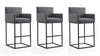 Ambassador Mid-Century Modern Metal Upholstered Barstool in Gray - Set of 3 Bar Stool