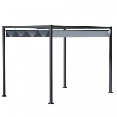 Outsunny 13' X 10' Patio Pergola With Retractable Canopy, Dark Grey