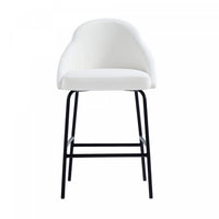 Gracie Modern Metal Upholstered Counter Stool in White and Black Bar Stool 