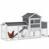 PawHut Chicken Coop with Wheels, 80\" L Wooden Chicken Tractor Outdoor Hen House with Run, Nesting Box, Removable Tray, Ramp, Waterproof Poultry Cage for 2-3 Hens, Grey