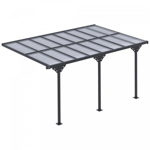 Outsunny 14' X 10' Outdoor Hardtop Pergola Polycarbonate Roof Gazebo With Adjustable Height, Aluminum Frame, And Uv Protection, Grey
