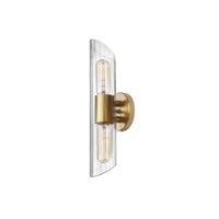 Dainolite Samantha 2 Light Vanity Light Short Aged Brass Clear Fluted Glass Lamp