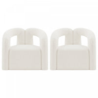 Darian Modern Boucle Lounge Chair in White - Set of 2 