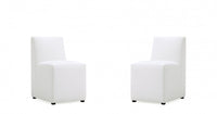 Anna Square Modern Vegan Leather Dining Chair in White - Set of 2