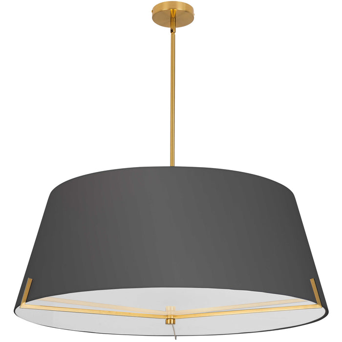 Dainolite Preston 4 Light Pendant 33\" Dia Aged Brass Black Fabric Shade Lamp