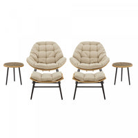 Benson Modern 3-Piece Lounge Chair Set in Cream - Set of 6 