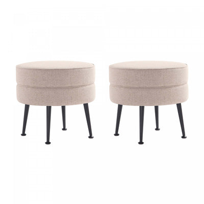 Bailey Mid-Century Modern Upholstered Accent Ottoman in Wheat - Set of 2 | Lot de 2 poufs d’appoint rembourres style mid-century modern Bailey en coloris ble