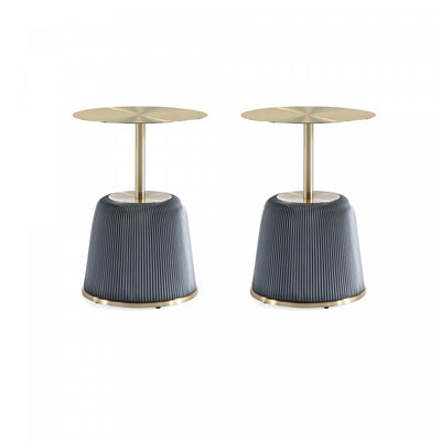 Anderson Modern Metal Top Upholstered End Table in Gray - Set of 2 | Table d’appoint moderne Anderson avec plateau en metal et revetement en tissu gris – Lot de 2