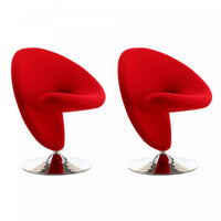 Curl Modern Wool Blend Swivel Lounge Chair in Red - Set of 2 