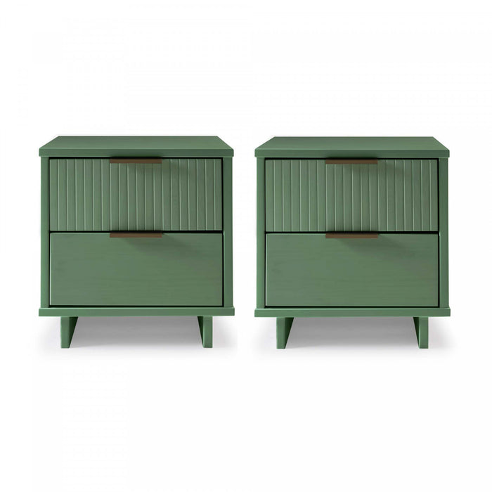 Granville Modern 18\" Nightstand in Sage Green (2-Drawer) - Set of 2
