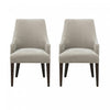 Beever Modern Chenille Wood Armchair in Taupe - Set of 2 Dining Chair