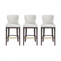 Blair Modern Wood Upholstered Barstool in White - Set of 3 Bar Stool 
