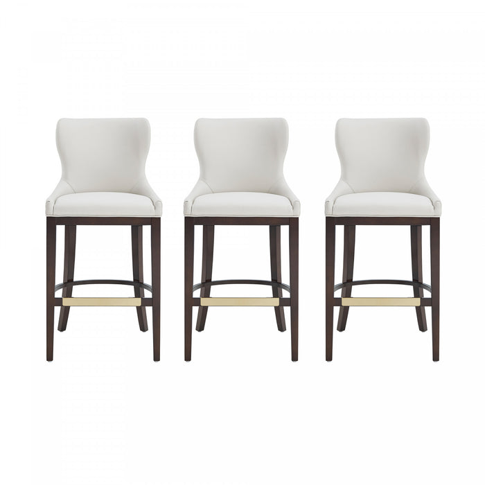 Blair Modern Wood Upholstered Barstool in White - Set of 3 Bar Stool