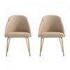 Gracie Modern Vegan Leather Metal Dining Chair in Tan and Gold - Set of 2