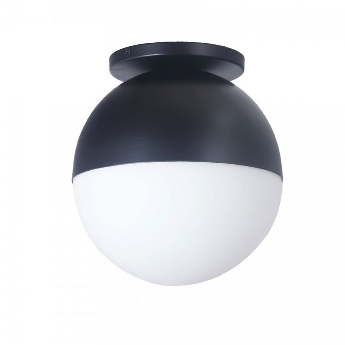 Dainolite Dayana 1 Light Flush Mount Incandescent Matte Black White Glass Lamp