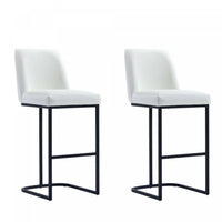 Serena Modern Metal Upholstered Barstool in White - Set of 2 Bar Stool 