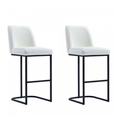 Serena Modern Metal Upholstered Barstool in White - Set of 2 Bar Stool | Tabouret de bar moderne en metal et tissu Serena, blanc - Lot de 2