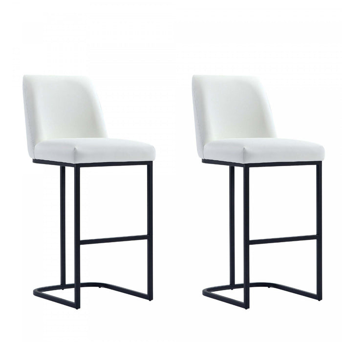 Serena Modern Metal Upholstered Barstool in White - Set of 2 Bar Stool