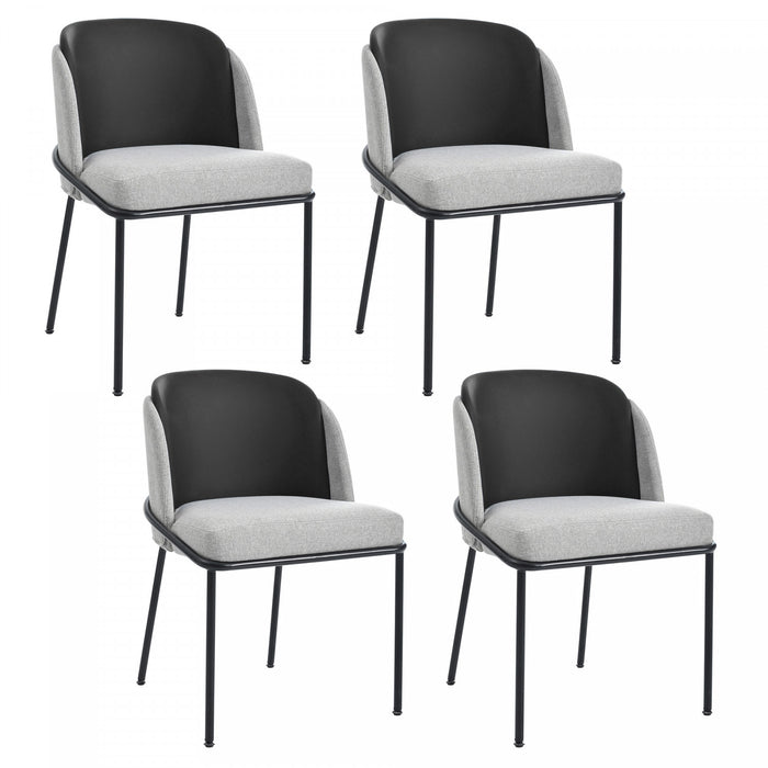 Olivia Set of 4 Modern Dining Chair with Slanted Legs and Adjustable Feet,Black&Gray