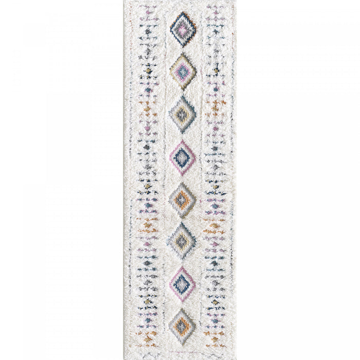 Lola Diamond Motif Shag Area Rug - 2'7\" x 8'