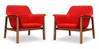 Miller Mid-Century Modern Linen Weave Accent Armchair in Burnt Orange - Set of 2