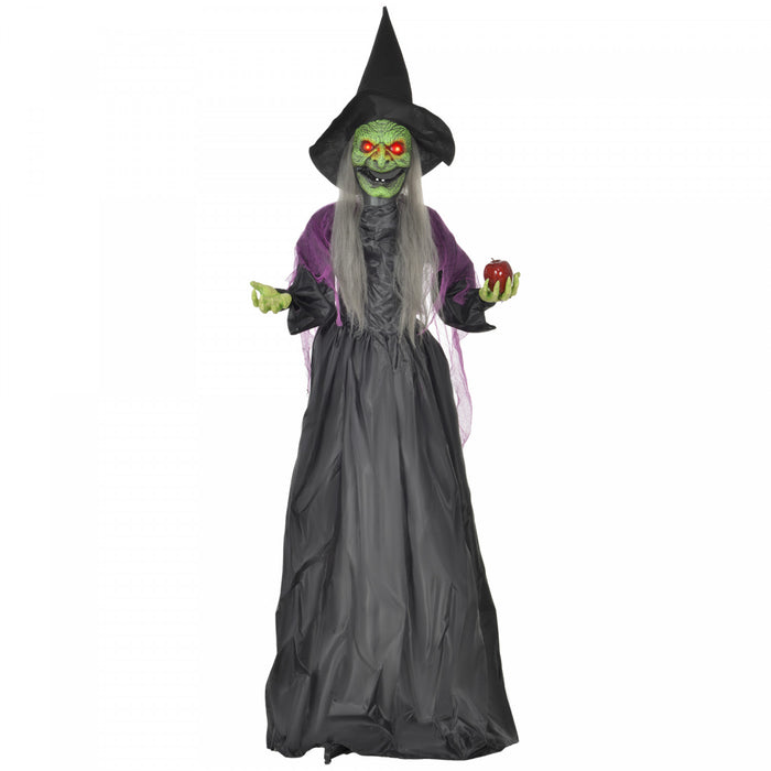 Homcom Halloween Old Witch Animatronic Prop W/ Light Up Eyes