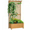 Outsunny Raised Garden Bed, Wood Planter With Trellis For Vine Climbing, Privacy Screen Planter Box To Grow Vegetables, Herbs, And Flowers For Backyard, Patio, Deck, Yellow