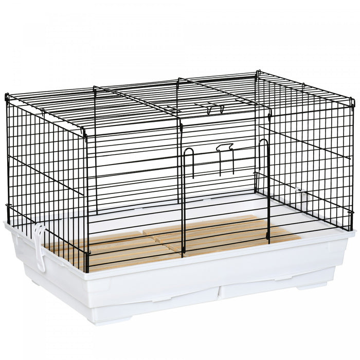 Pawhut Small Animal Cage, Bunny Cage, Pet Pen With Sliding-out Trays, Bottom Wood Board, Doors, For Guinea Pigs, 24\" X 15\" X 16\"
