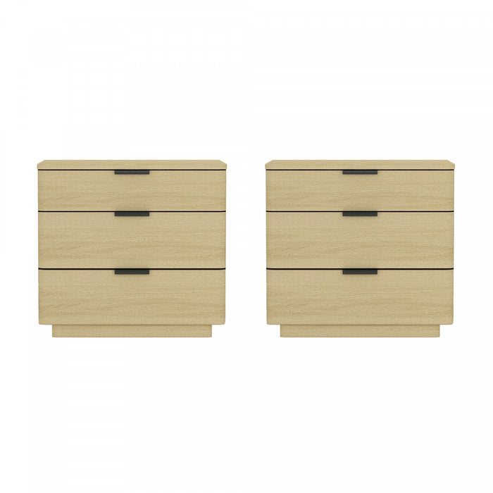 Payton Modern 26\" Nightstand in Natural Oak (3-Drawer) - Set of 2