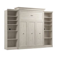 Bestar Versatile Queen Murphy Bed and Two Closet Organizers (115 W) - Linen White Oak