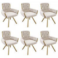 Timothy Velvet Swivel Dining Chairs with Tufted Upholstered and Metal Legs Set of 6, Glod