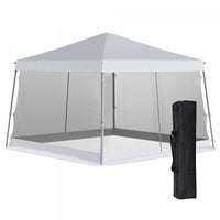 Outsunny 12' X 12' Pop Up Gazebo, Foldable Canopy Tent With Carrying Bag, Mesh Sidewalls And 3-level