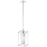 Dainolite Cubo 1 Light Pendant Rectangular Frame Polished Chrome Finish Frosted/Clear Glass Lamp