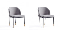 Flor Modern Metal Twill Weave Dining Chair in Gray - Set of 2