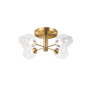 Dainolite Abii 4 Light Semi-flush Mount Vintage Bronze Finish Clear Glass Lamp