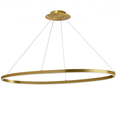 Dainolite Circulo Horizontal Chandelier 63w Aged Brass Finish White Silicone Diffuser Lamp|Lustre horizontal Circulo de Dainolite en silicone blanc qui diffuse la lumière, avec fini laiton vieilli et ampoule de 63 W