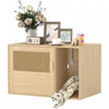 Pawhut Cat Litter Box Enclosure, Hidden Litter Box Furniture With Rattan Door, Scratching Pad, Non-slip Foot Pads, Cat Washroom End Table, 31.5\" X 20\" X 20\", Oak