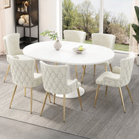 Sophia Modern 7pc Dining Set with table and Chairs,Beige Dining Room Set  