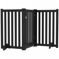 Pawhut Foldable Dog Gate With Door, 3 Panels Freestanding Pet Gate With Support Feet Indoor Playpen 