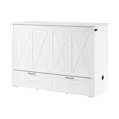 Key West Cabinet Bed With Tri-Fold Mattress - White Oak - Full Size | Lit armoire avec matelas à trois plis Key West, chêne blanc - format lit double