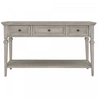 Sabina Solid Wood Console Table With 3 Drawers And Shelf - Grey Wash 