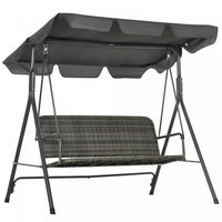Outsunny 3 Seater Rattan Outdoor Swing Chair With Stand, Adjustable Canopy