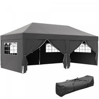 Outsunny 10'x20' Pop Up Tent Outdoor Easy Folding Gazebo Party Tent Black