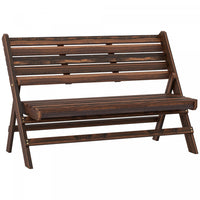 2-seater Wooden Outdoor Bench, Foldable Garden Bench, Carbonised Finish