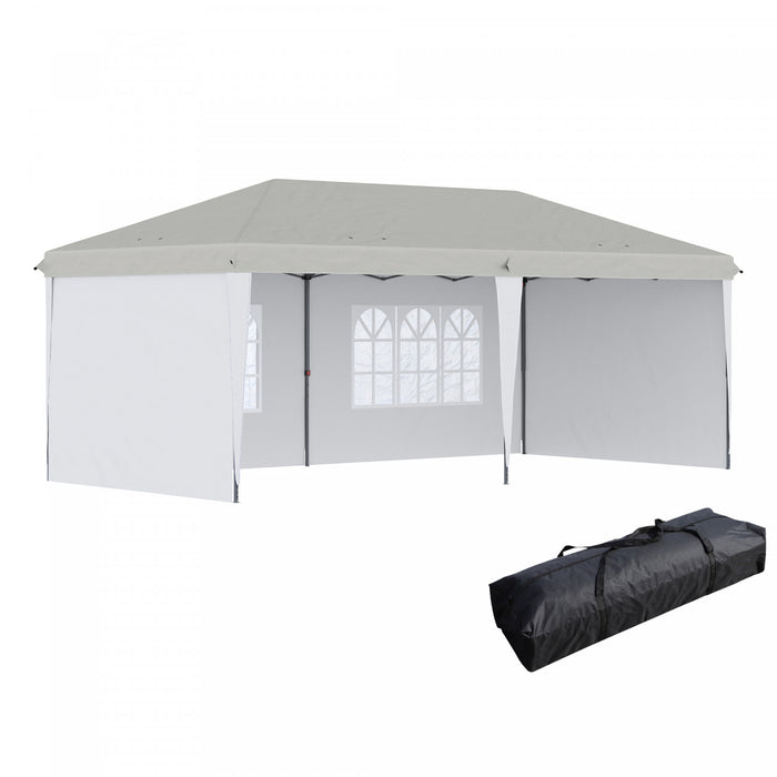 Outsunny 10'x 20' Outdoor Pop Up Canopy Tent Party Tent Commercial Instant Shelter W/ Carrying Bag White