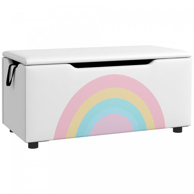 Qaba Toy Chest, Kids Toy Bench Box, Lightweight Storage Bench With Lid And Side Handles, For Nursery|Qaba Coffre A Jouets Pour Enfants, Coffre De Rangement Leger, Poignees Laterales, Pour Chambre D'enf