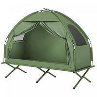 Outsunny Camping Cot Tent Portable Folding Outdoor Elevated Combo, Green